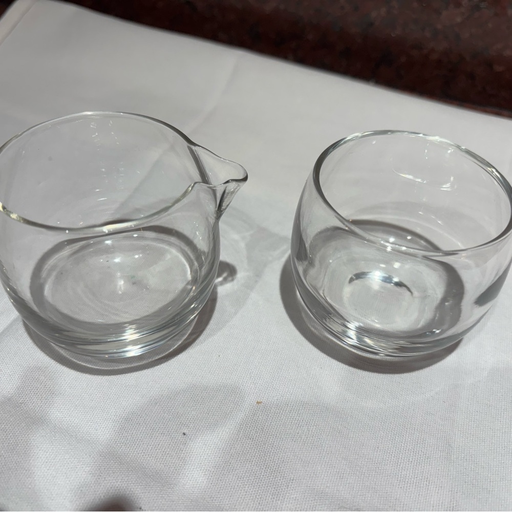 Clear Glass Creamer and Sugar Bowl Set